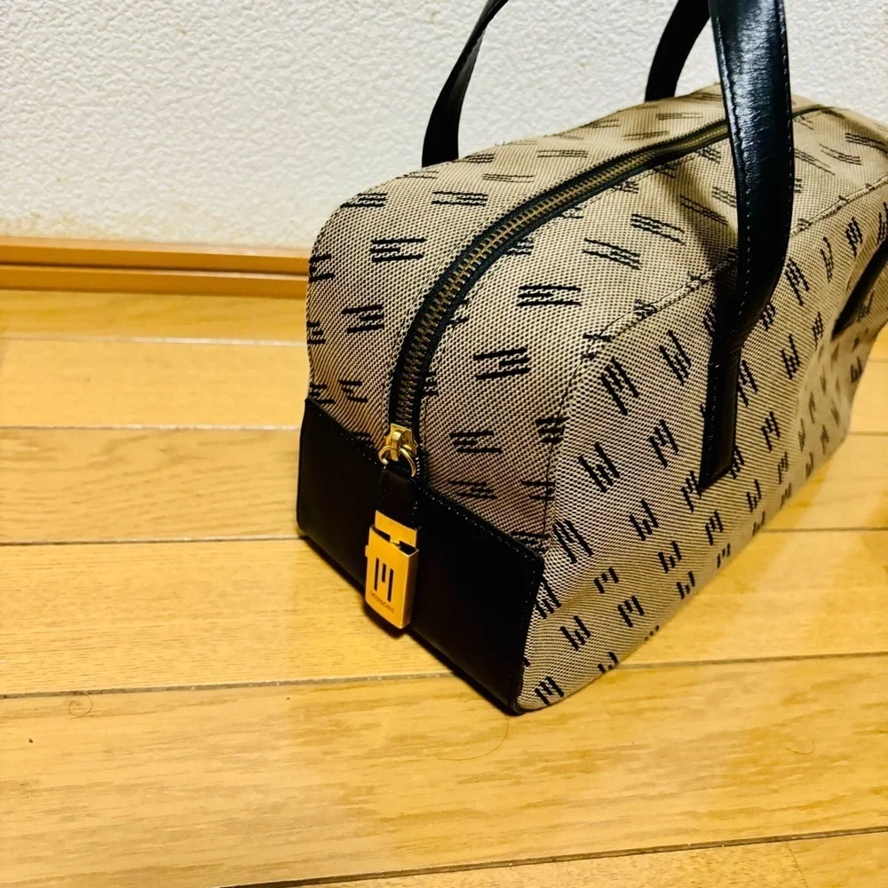 Missoni Leather/Canvas Beige and Black Handbag/Duffle bag with Pattern